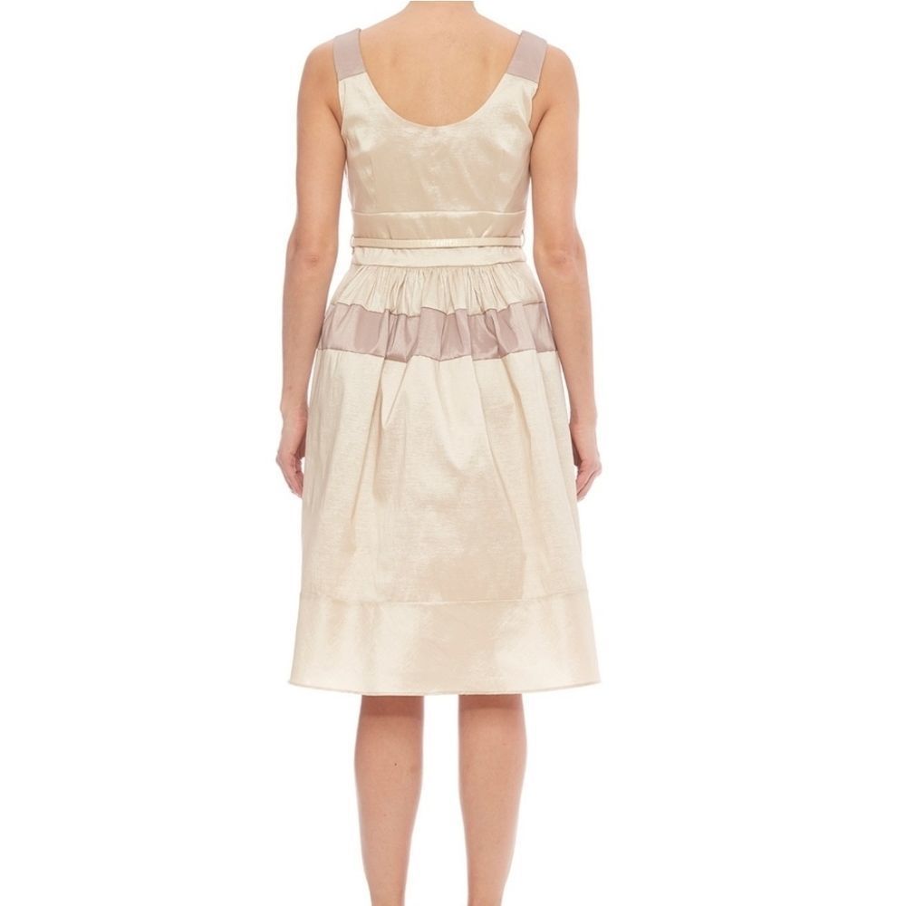 Oleg Cassini Shimmer Cream Lavender Sleeveless Fit & Flare Knee-length Dress - Picture 3 of 9